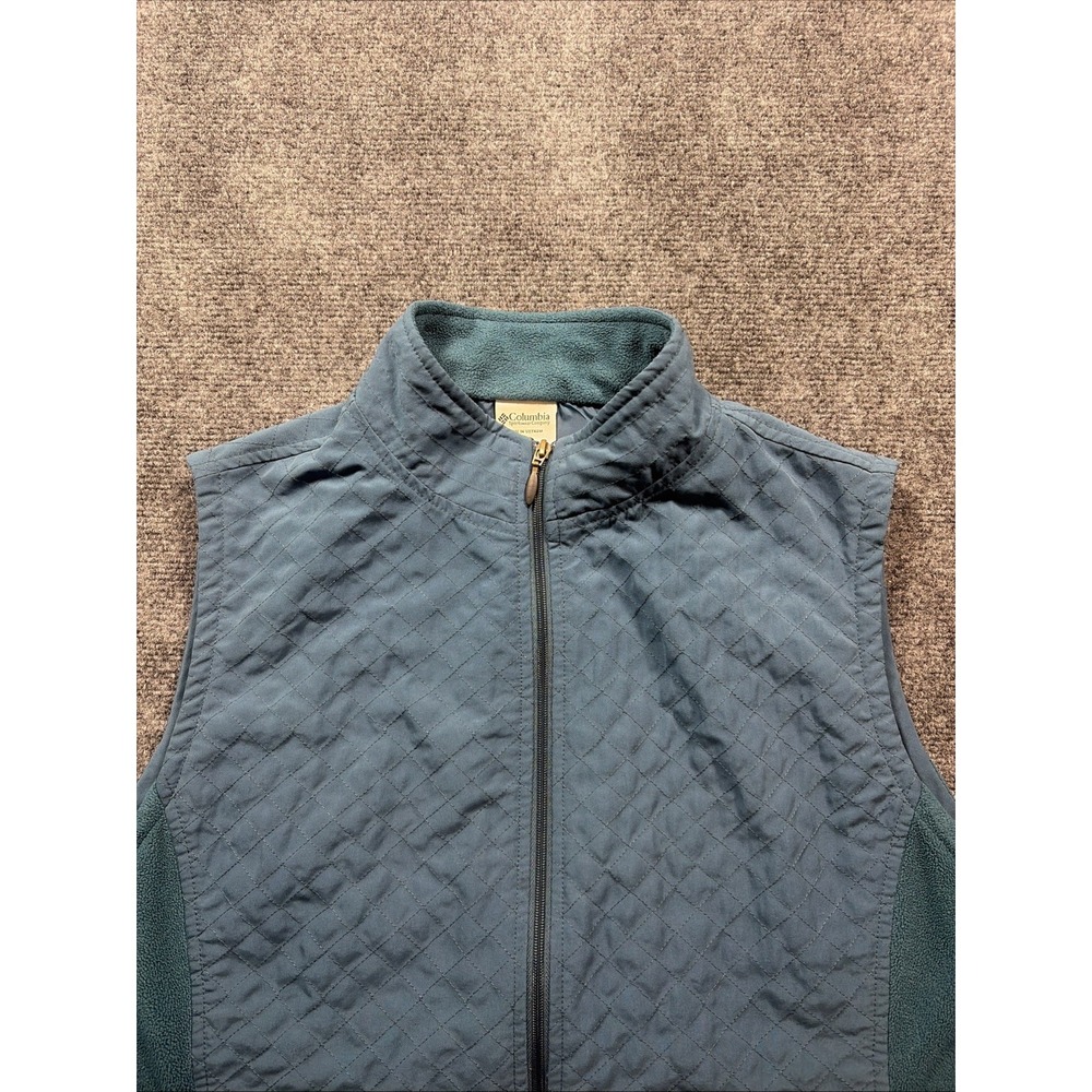 Columbia Women's Diamond Quilted Vest with Fleece Sides Size XL Blue Green
